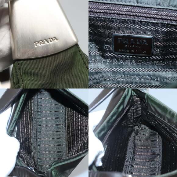 PRADA Shoulder Bag Nylon Khaki Silver - Picture 11 of 12